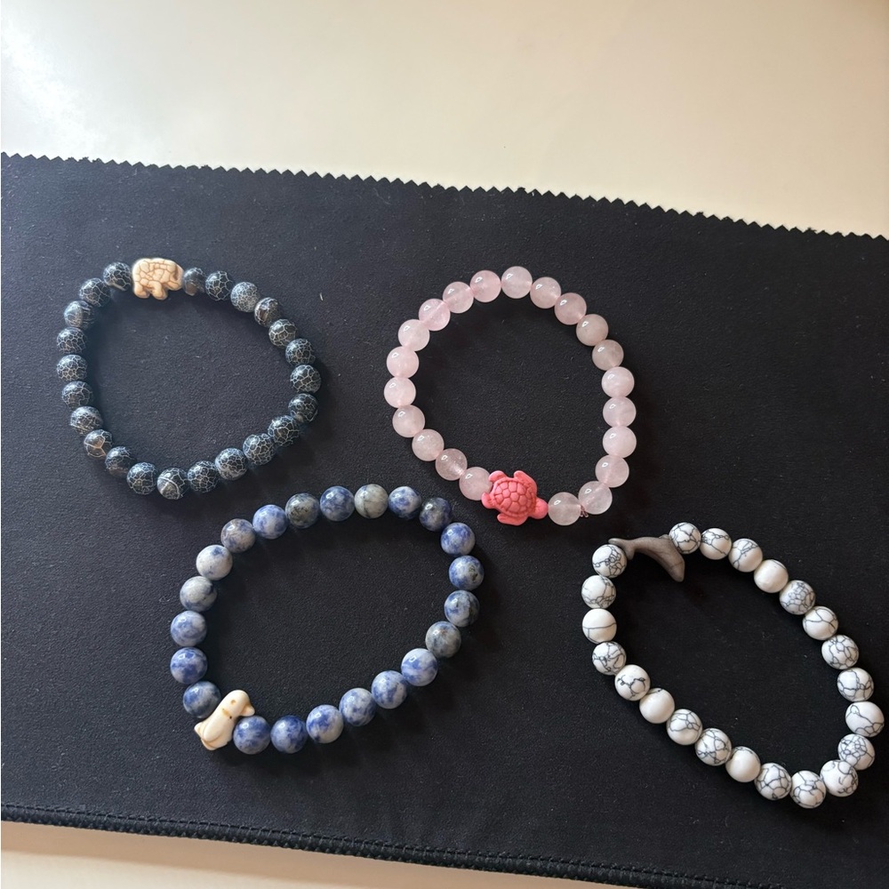 Chic Beaded Bracelet Collection - Black, Pink, Blue, White